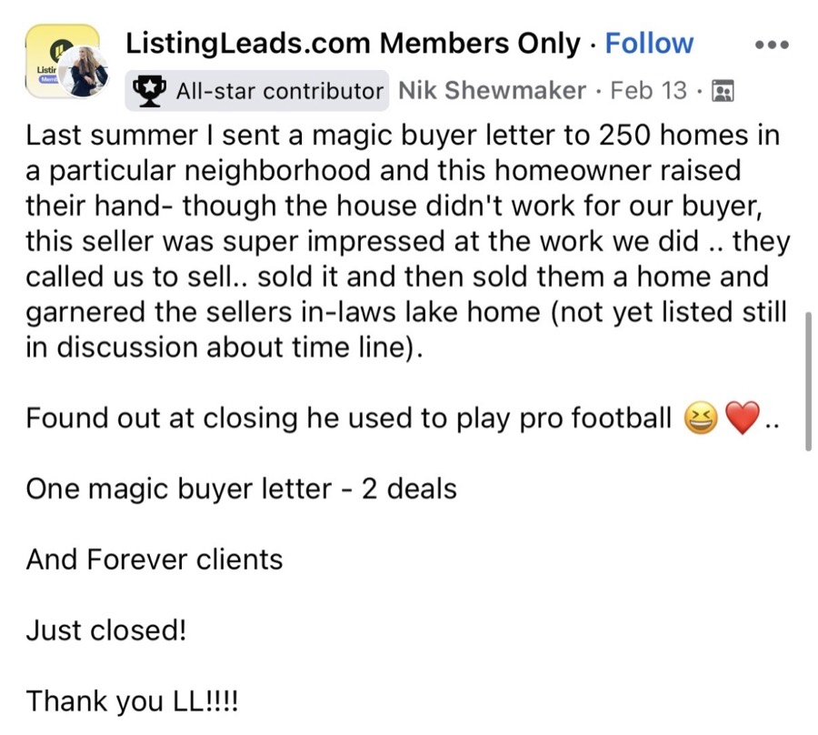 Listing Leads customer result 11 of 100