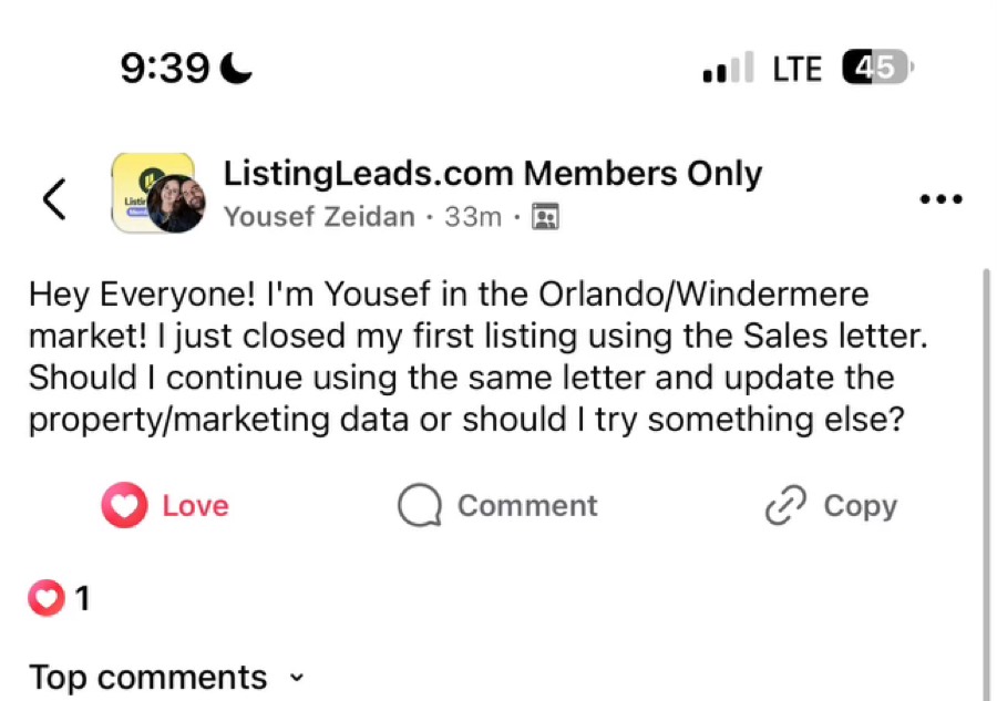 Listing Leads customer result 41 of 100