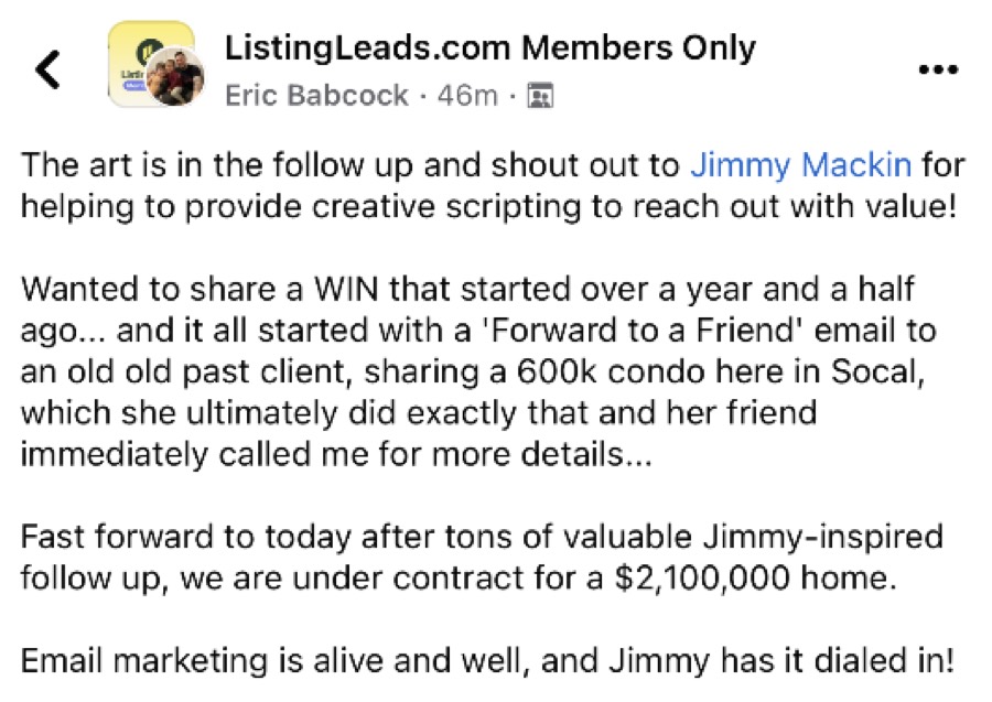 Listing Leads customer result 67 of 100
